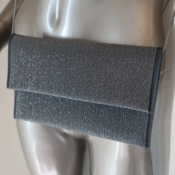 Brunello Cucinelli Monili Crossbody City Bag Gunmetal Clutch Precious New $3895 - Picture 8 of 10